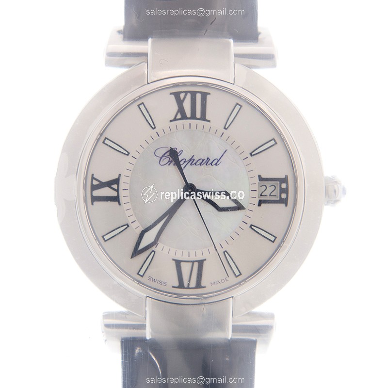 Chopard Imperiale Automatic - Stainless Steel - White Dial - Black Alligator Strap - Buckle Clasp - Luxury Replica IMPERIALE Watch